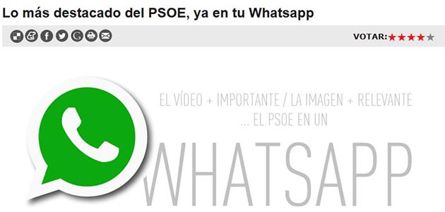 Captura del servicio de WhatsApp que ya tiene en funcionamiento el PSOE. / psoe.es